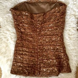 Betsey Johnson Tops - Betsy Johnson evening sequin gold strapless top Betsey Johnson Tops - Betsy Johnson evening sequin gold strapless top